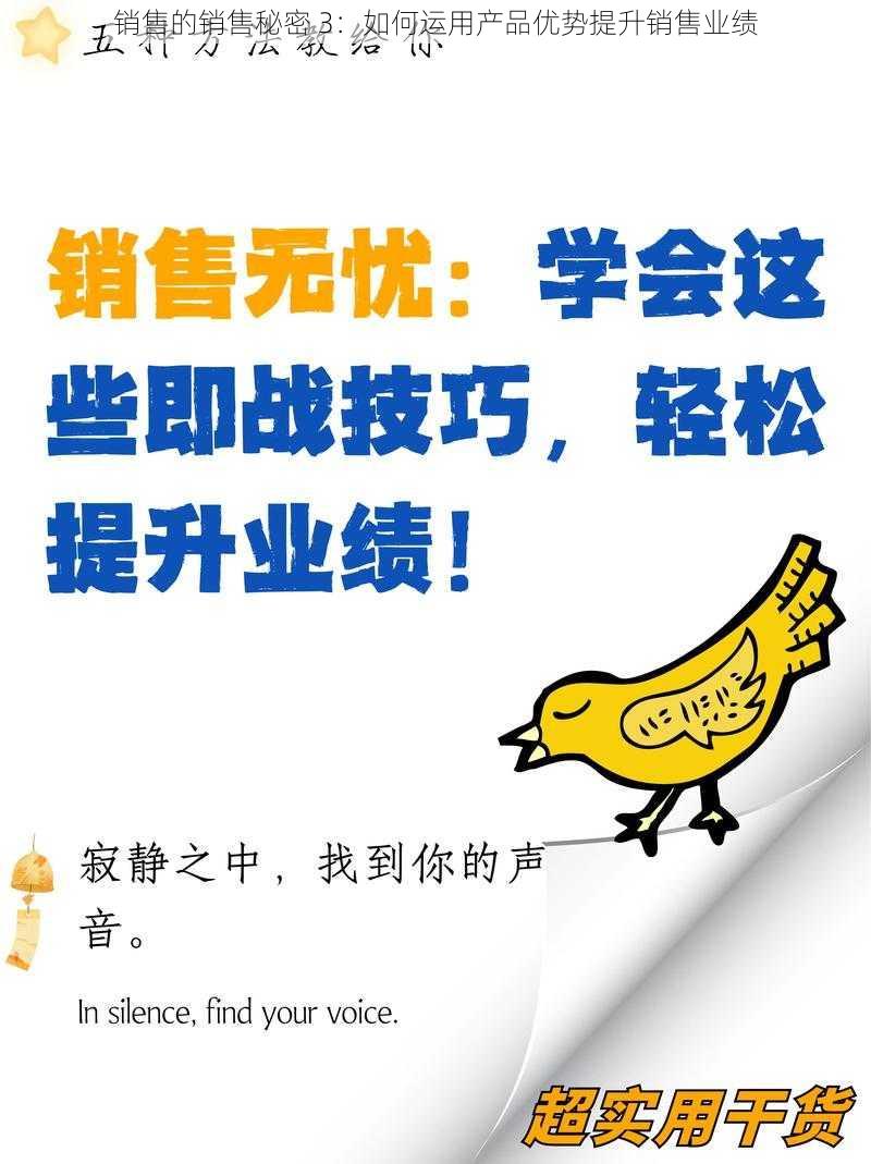 销售的销售秘密 3：如何运用产品优势提升销售业绩