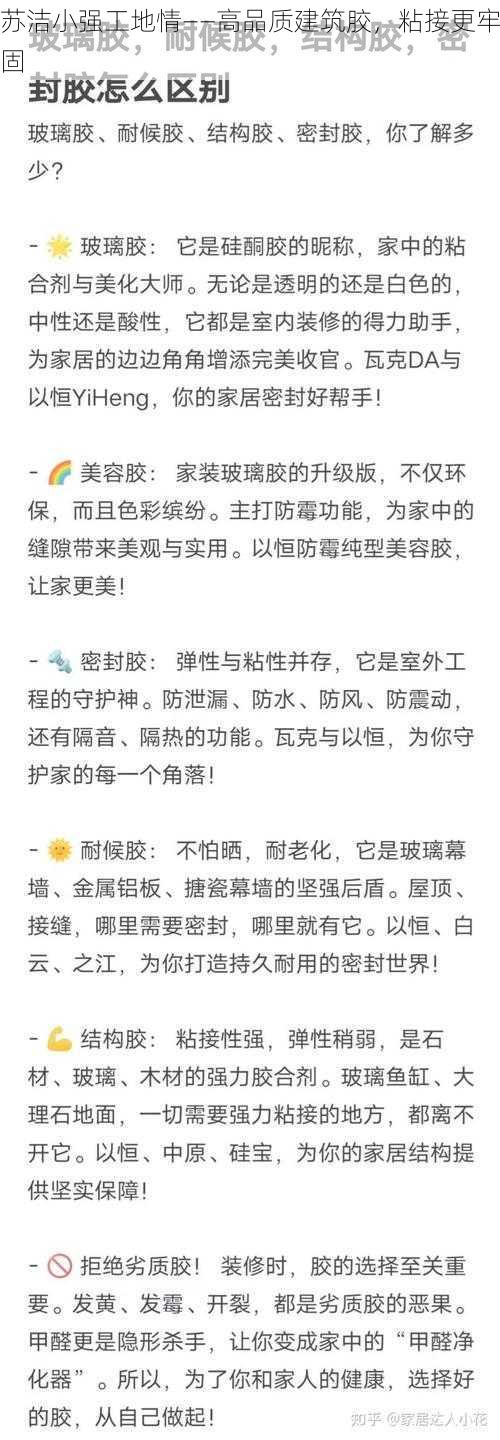 苏洁小强工地情——高品质建筑胶，粘接更牢固